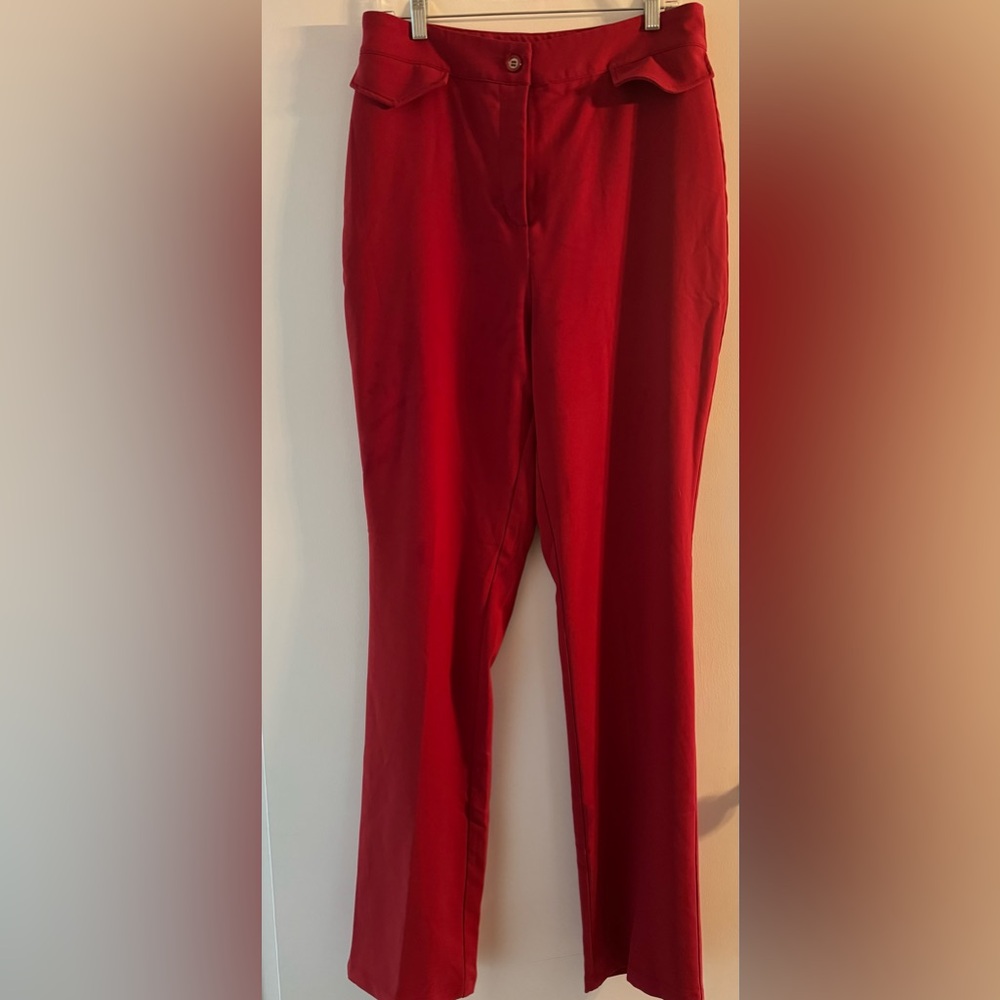 New York & Company Scarlet Red Straight-Leg Trousers